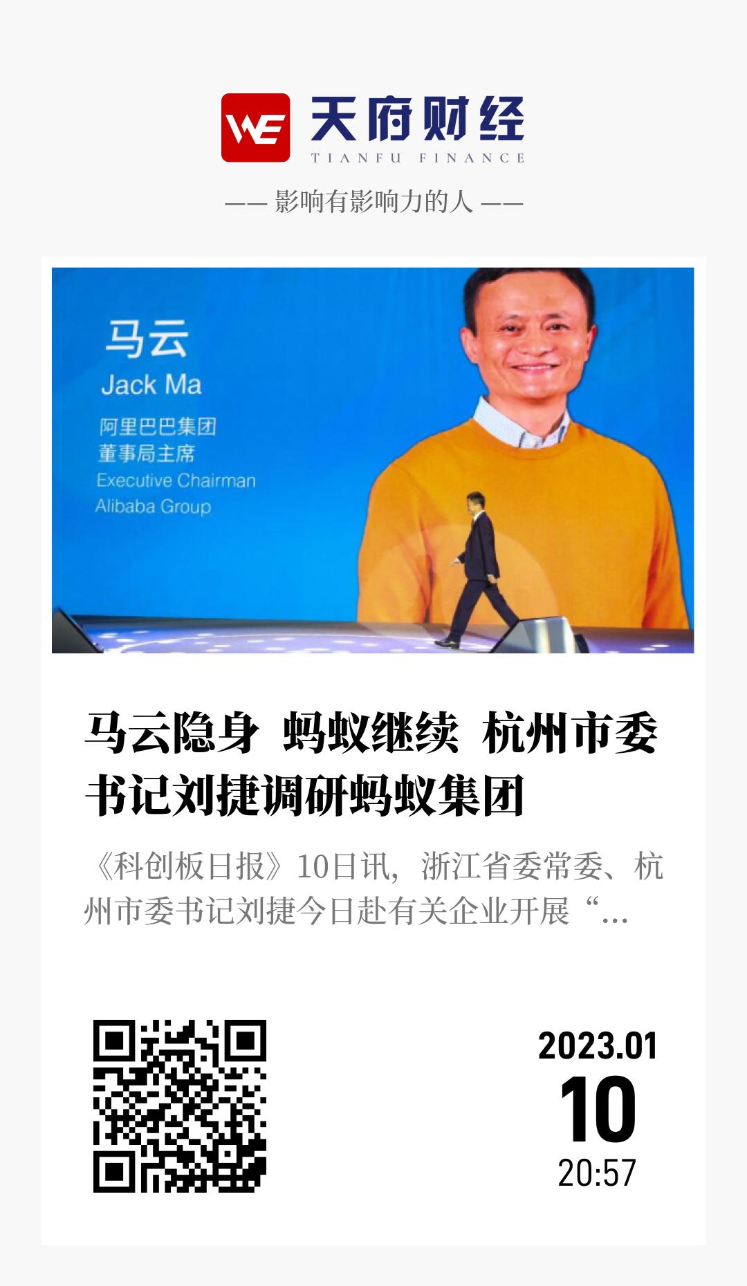马云隐身 蚂蚁继续 杭州市委书记刘捷调研蚂蚁集团 - 海报