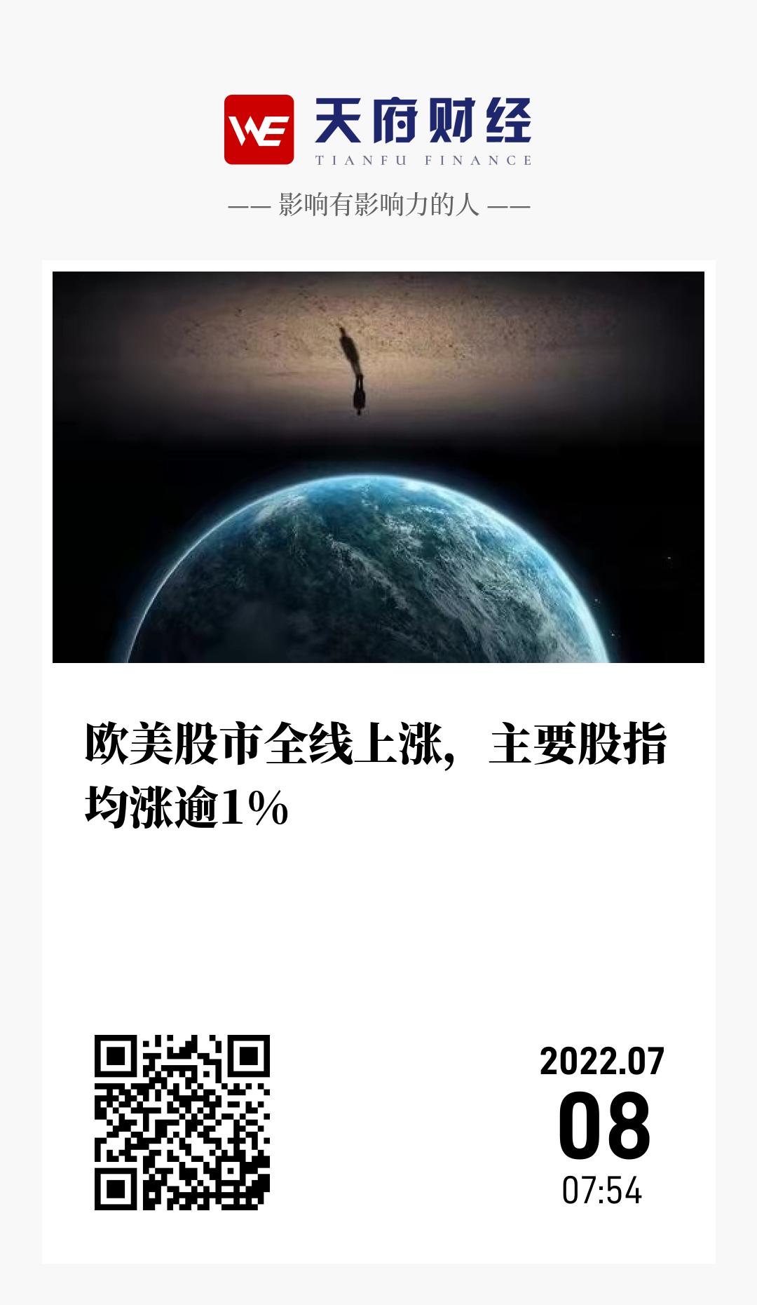 欧美股市全线上涨,主要股指均涨逾1% - 海报