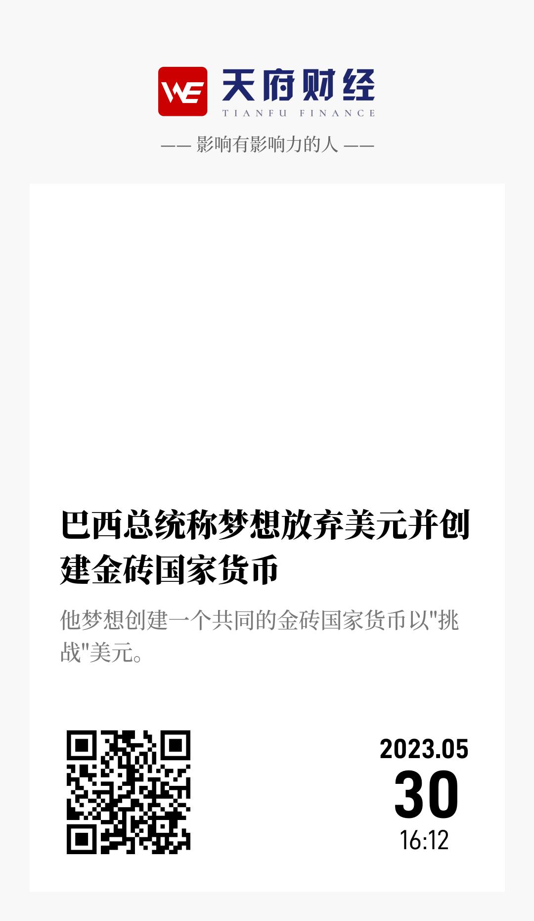 巴西总统称梦想放弃美元并创建金砖国家货币 - 海报