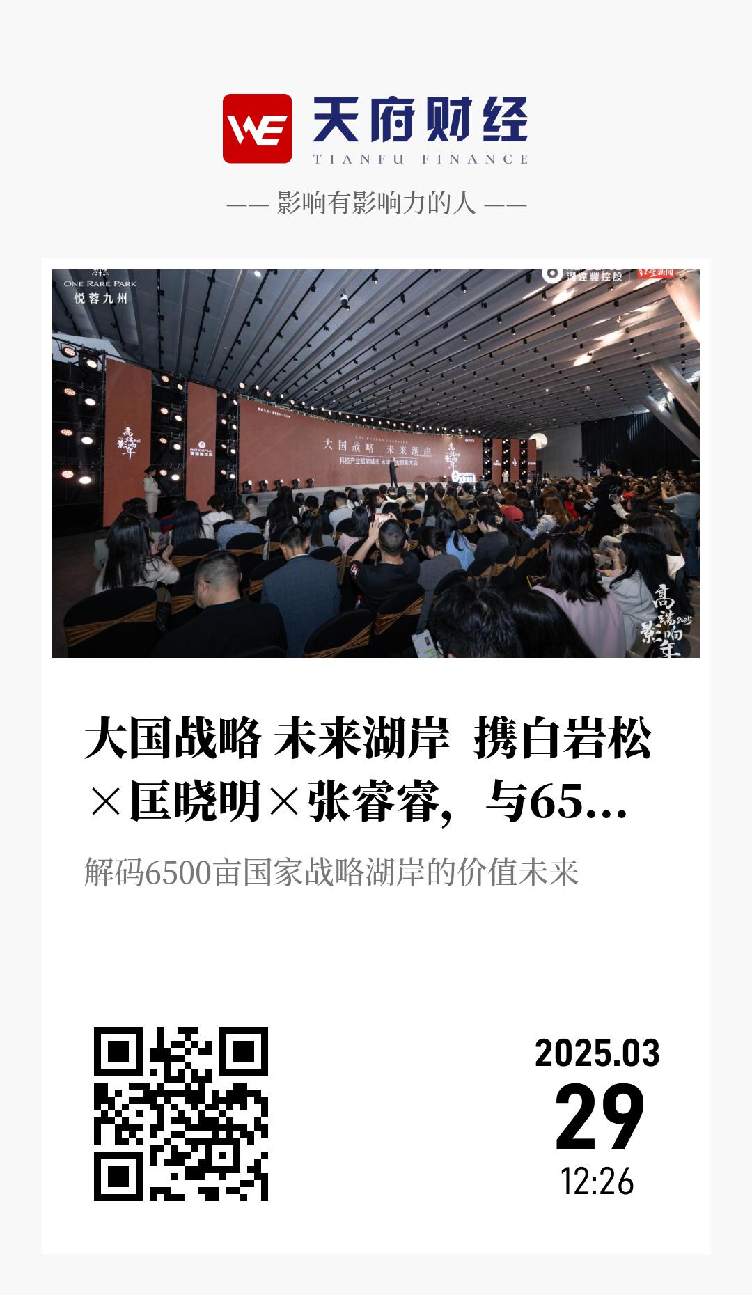 大国战略 未来湖岸 携白岩松×匡晓明×张睿睿,与6500亩湖面共语城市 - 海报
