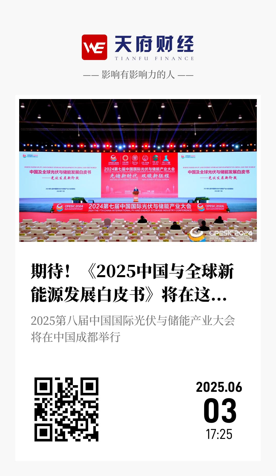 期待！《2025中国与全球新能源发展白皮书》将在这场国际光储盛会上重磅发布 - 海报